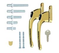 FixRello Maniglia universale per finestra in uPVC, con serratura, ambidestra, multi-mandrino, oro (2 pezzi)