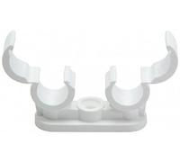 fiXte - 10 clip doppie per tubi con chiusura rapida per tubi da 15 mm, colore: Bianco