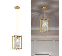 Fixture Farmhouse Chandelier Gold Metal Crystal Pendant Light for Kitchen Island Dining Living Room Flat And Inclined Ceiling