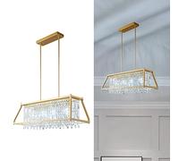 Fixture Farmhouse Chandelier Gold Metal Crystal Pendant Light for Kitchen Island Dining Living Room Flat And Inclined Ceiling