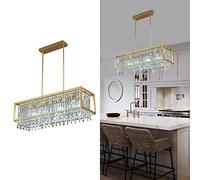 Fixture Farmhouse Chandelier Gold Metal Crystal Pendant Light for Kitchen Island Dining Living Room Flat And Inclined Ceiling