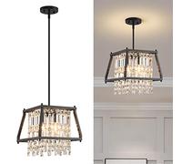 Fixture Farmhouse Chandelier Gold Metal Crystal Pendant Light for Kitchen Island Dining Living Room Flat And Inclined Ceiling