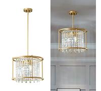 Fixture Farmhouse Chandelier Gold Metal Crystal Pendant Light for Kitchen Island Dining Living Room Flat And Inclined Ceiling