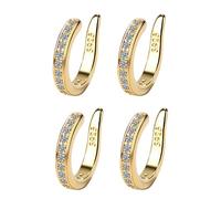 Fixura Ear Clips, Ear Cuff Earrings for Women, Sparkling Cubic Zirconia Huggie Cuff, Adjustable Fake Earrings (Gold-2 Pairs)