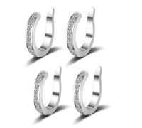 Fixura Ear Clips, Ear Cuff Earrings for Women, Sparkling Cubic Zirconia Huggie Cuff, Adjustable Fake Earrings (Silver-2 Pairs)