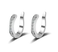Fixura Ear Clips, Ear Cuff Earrings for Women, Sparkling Cubic Zirconia Huggie Cuff, Adjustable Fake Earrings (Silver-1 Pair)