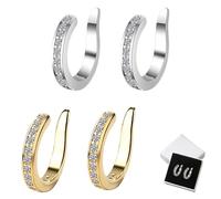 Fixura Ear Clips, Zafiller Ear Clip, Non Pierced Clip On Lightweight Fake Earrings, Ear Cuff No Piercing, Pierceless Ear Cuff Earrings for Work, Play, Or Everyday (Argento + Oro (due paia))