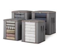 Fixwal Confezione da 4 sacchetti pieghevoli per piumini, extra large, organizer per coperte, vestiti, cuscini, trapunte, biancheria da letto, contenitori con manici rinforzati in tessuto spesso