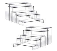 Fixwal Set di 2 alzate in acrilico trasparente per esporre profumi, espositori in acrilico per mostrare figure, cupcake, gioielli, giocattoli, profumi e altro (misura grande)