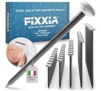 FIXXIA 50 chiodi in acciaio con testa argentata, lunghezze miste, 20/25/30/40/50 mm, chiodi da appendere per quadri, chiodi in calcestruzzo, ganci per foto (in usiliario)