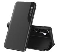 Fiyer Cover per Samsung Galaxy A37, in pelle trasparente e sottile, con aletta per Samsung A37, 360, antiurto, anti-graffio, con supporto, supporto, per Samsung A37 Case (nero)