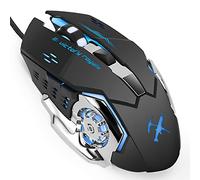 FIYOO Battle Royale - Mouse da gioco, mouse ottico con retroilluminazione a LED, mouse ergonomico con cavo USB, compatibile con PC portatile, 7 pulsanti, 4 DPI regolabili