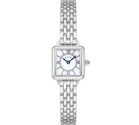FIYTA Eclipse Series Orologio da donna con cassa rettangolare, cinturino in acciaio inox regolabile o cinturino in pelle, avvolto in elegante confezione regalo, elegante orologio da donna, Argento
