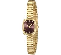 FIYTA Orologio da donna della serie Small Gold, cassa rettangolare, bracciale regolabile in acciaio inossidabile, avvolto in elegante confezione regalo, elegante orologio da donna, Oro/Marrone