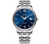 FIYTA Orologio da uomo classico minimalista con data a 3 lancette, automatico, cinturino in acciaio inossidabile, 40 mm, design della cassa sottile, Blu/Acciaio, Personalità e tempo libero