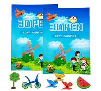 Fiyuer Modelli di Penne 3D, 2 Pezzi Nuovo Design Stampo Carta 3D Penna di Stampa 3D, 40 Modelli Cartoni Animati Stampo Carta per Bambini Fai da Te, per Creare Opere Migliori