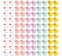 Fizdoqg 100 Pezzi Anatre in Resina in Miniatura, Carine Paperella, Mini Resin Ducks, Paperella 5 Colorate per Giardino, Paesaggio, Casa Delle Bambole Ornamento Fai da Te, Compleanno