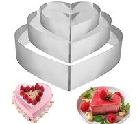 Fizdoqg 3 anelli per torte da 10/15/20 cm, in acciaio inox, per torte e dolci, a forma di cuore