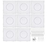 Fizdoqg 8 Pezzi Perline da Stirare Grandi Piastre da 5 mm, Pegboard per Perline a Fusione Stencil Trasparenti Perline da Stiro Piastre Quadrate con 4 Pinzette, 10 Cordini Portachiavi