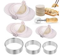 Fizdoqg Ravioli Former Dumpling Maker Set di 3 pezzi Ravioli Maker con 3 tagliapasta rotonda e rotella per Potsticker, Pierogi & Gyoza Make