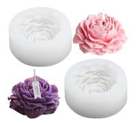 Fizdoqg Stampi per Candele in Silicone 2 Pezzi - Peonia 3D Fai Da Te per Aromaterapia