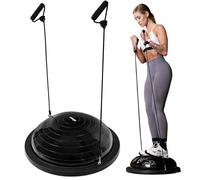 FIZYO Balance Trainer Mezza Sfera Ø 58 cm - Palla da Equilibrio Antiscivolo con Bande di Resistenza & Pompa per Allenamento Core, Yoga, Pilates, Fitness, Fisioterapia & Riabilitazione (Nero)