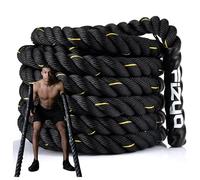 FIZYO Battle Rope - Corda da Allenamento Robusta per Functional Training, Cross Training, Forza e Resistenza - Diametro 3,8 cm, Costruzione a 3 Fili - Home Gym & Outdoor (15m)