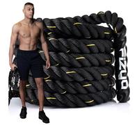 FIZYO Battle Rope - Corda da Allenamento Robusta per Functional Training, Cross Training, Forza e Resistenza - Diametro 3,8 cm, Costruzione a 3 Fili - Home Gym & Outdoor (9m)