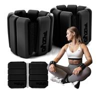 Fizyo Set di pesi regolabili per caviglie e polsi in silicone, 2 pezzi (0,45 kg) - perfetti per fitness, corsa, yoga, pilates, piscina, riabilitazione, per donne, uomini e bambini (nero)