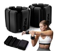 Fizyo Set di pesi regolabili per caviglie e polsi in silicone 2 pezzi (0,9 kg) - perfetti per fitness, corsa, yoga, pilates, riabilitazione, piscina per le gambe, per donne, uomini (nero)