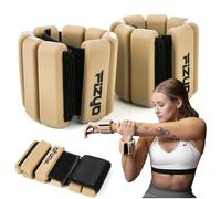 Fizyo Set di pesi regolabili per caviglie e polsi in silicone 2 pezzi (0,9 kg) - perfetti per fitness, corsa, yoga, pilates, riabilitazione, piscina per le gambe, per donne, uomini (beige)