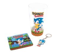 Fizz Creations Sonic The Hedgehog Keyring, Glass and Coaster Gift Set. 3 in 1 Gi