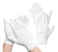 Fizzix Guanti bianchi, 2 paia di guanti in cotone per mani asciutte, ispezioni e costumi, morbidi e traspiranti, riutilizzabili e lavabili per un comodo uso quotidiano