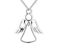 FJ Collana Angelo Custode Argento 925 con AAA Zirconia Cubica Gioielli Regalo per Donna