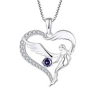 FJ Collana Cuore Angelo Custode Argento 925 Donna Collana con Ciondolo Ala d'Angelo Collana Dicembre Pietra Portafortuna Tanzanite Gioielli Regalo per Donna