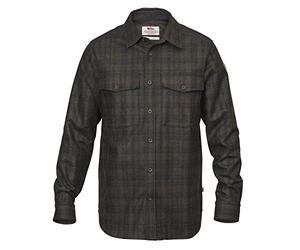Fjällräven Övik Re-Wool Shirt Ls M, Camicia a Manica Lunga Uomo, Grigio (Dark Grey-Olive), M