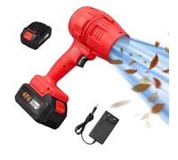 fjaldjfu Anchester Turbo Jet Blower, Cordless Turbo Super Power Air Duster, 380000 RPM Handheld Car Dryer Air Blower, Stepless Speed Regulation Portable Dust Cleaner (Red+2 Batteries)