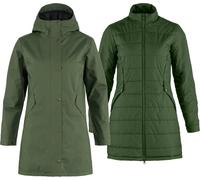 Fjall Raven - Giacca calda e impermeabile 3 in 1 - Visby 3 in 1 Jacket W Deep Forest per Donne in Pelle - Taglia L - Verde