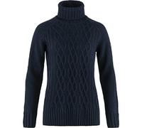 Fjallraven 84793-555 Övik Cable Knit Roller Neck W Maglia Lunga Donna Dark Navy Taglia M