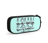 FJAUOQ Astuccio con citazione motivazionale, grande capacità, con scritta "Faith Does Not Make Things Easy It Makes Them Possible", grande astuccio per la scuola, per donne e uomini, Multi-c554,
