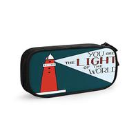 FJAUOQ Astuccio grande con citazione ispiratrice "You are the light of the world Red Lighthouse penne", grande astuccio per la scuola, per donne e uomini, Multi-C179, Taglia unica, Portamonete