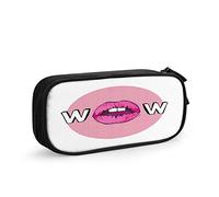 FJAUOQ Astuccio grande con labbra rosa sexy donna labbra con parole Wow Pen Box grande borsa portaoggetti astuccio scuola cancelleria per donne uomini, Multi-c358, Taglia unica, Portamonete