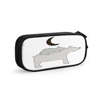 FJAUOQ Astuccio grande con orso sulla schiena della mamma orso grigio felice festa della mamma notte cielo luna portapenne grande borsa portaoggetti scuola cancelleria per donne uomini, Multi-C47,