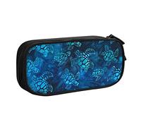FJAUOQ Astuccio per matite Watercolor Blue Sea Turtle Pencil Case Compartments Pen Pouch Box Multifunctional Makeup Bag Holder Large Storage Stationery Organizer with Zipper for Office Travel