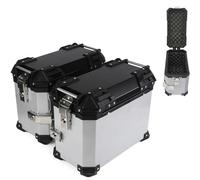 FJAUOQ Bauletto Moto Alluminio 38 Lt Bauletto da Moto Valigie per Bagagli Set 2Pz Top Case Alluminio Moto Robusto e Facile Baule Borse Laterali Rigide per Motocicletta,Argento,38L