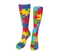 FJAUOQ Calzini autunnali, calzini alti del Ringraziamento, calzini al ginocchio gotici di Halloween, regali di Halloween per donne e uomini, Regali colorati per la consapevolezza dell'autismo, Taglia