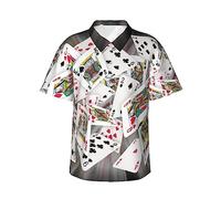 FJAUOQ Camicia Hawaiana da Uomo Funky Manica Corta Carte da Gioco Che Cadono Gioco D'Azzardo Hawaii Top Abbigliamento Casual Camicie estive per Feste in Spiaggia