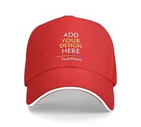 FJAUOQ Cappelli personalizzati personalizzano i berretti con voi Logo Testo Immagine Mens Personalizzato Cappellini da baseball regolabili, Rosso, Taglia unica