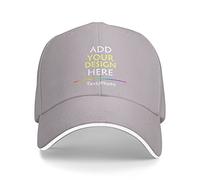 FJAUOQ Cappelli personalizzati personalizzano i berretti con voi Logo Testo Immagine Mens Personalizzato Cappellini da baseball regolabili, grigio, Taglia unica