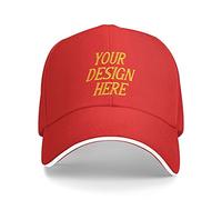FJAUOQ Cappelli personalizzati Progettare il proprio Personalizzare Nome Testo Logo Immagine Foto Cappelli per Uomo Baseball Cap, Rosso, Etichettalia unica